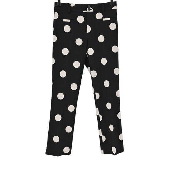 ANTHROPOLOGIE‎ Pants Womens Sz 2 Black Polka Dot The Essential Skinny Kick Flare - Picture 1 of 14